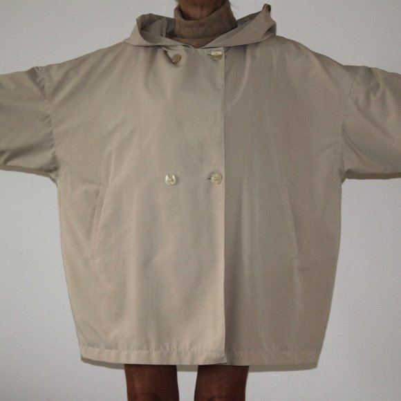 VTG 90s United Colors of Benetton Cream Barrel Spring Coat Size IT38 - Picture 4 of 9